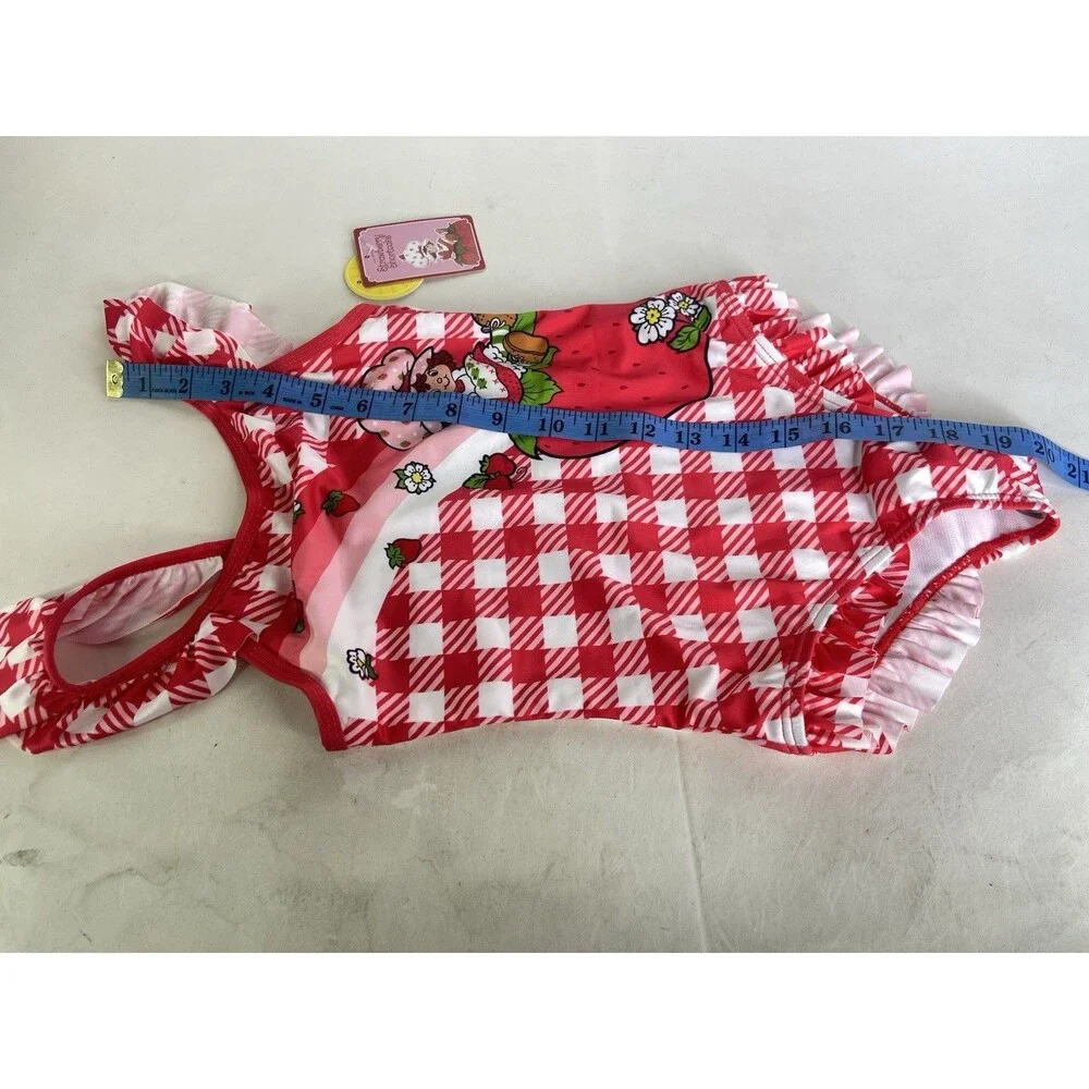 Strawberry Shortcake Gingham Red White One Piece Swimsuit Swimwear Girls Size 6